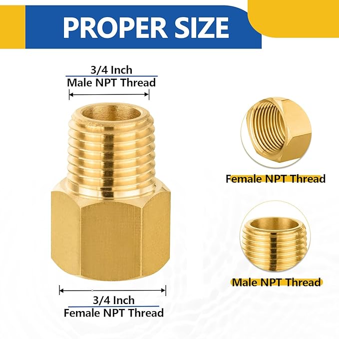 20 PACK GUOFIS Brass Pipe Fittings - 3/4" Male NPT x 3/4" Female NPT Adapter to Alter Pipe Diameters(NPT019-20Pack)