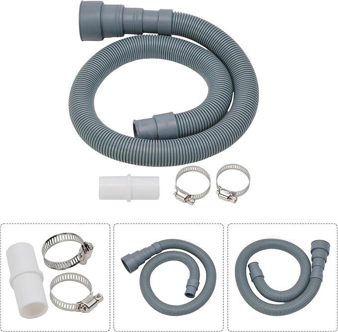 Drain Hose Extension Kit, Includes Drain Hose, Clamps And Adapter For All Washing Machines, Dishwashers And Dehumidifier High-Quality, Gray, 1-Piece(27.56 IN)