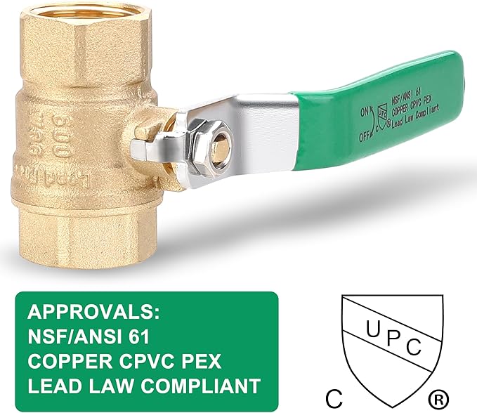 WYNNsky 2PCS 3/4’’ NPT Ball Valve, Lead-Free Brass, Full Port Shut Off Valve