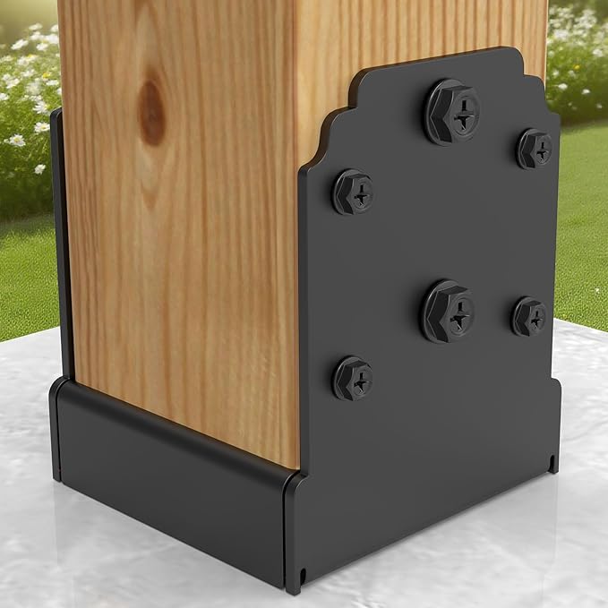 4X4 Post Base for Concrete, Heavy-Duty Post Deck Base Anchor for 3.5x3.5 Wood, Capacity: 10,000 Lbs , Post Base Holder for Deck Gazebo Pergola Porch，Includes Fastener & Screw (2 Pack)