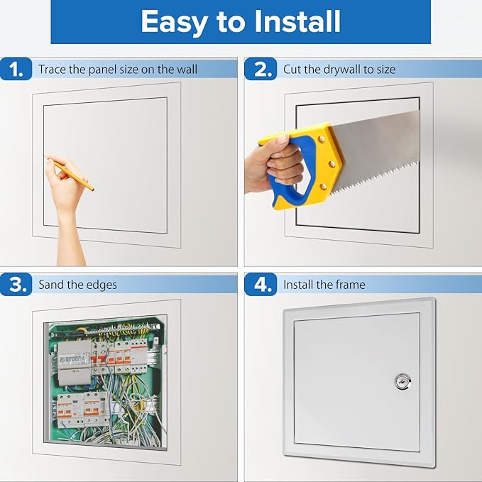 Donext Access Panel for Drywall/Ceiling, Wall Hole Cover with Lock and Keys, 8"x8" Metal Access Door, Concealed Service Door for Electrical and Plumbing