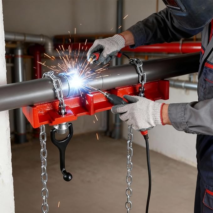 Pipe Welding Vise, 1/2"-8" Heavy Duty Cast Iron Clamp, Dual Chain Vise for Welding & Fabrication