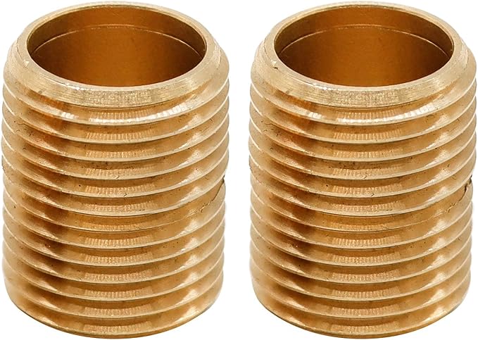 (2 pcs) Brass Pipe Adapter Plumbing, G Thread 1/2" Male to NPT Thread 1/2" Male Pipe Fitting Adapter, 1 inch Length, Seamless and Leakproof (1" Length)
