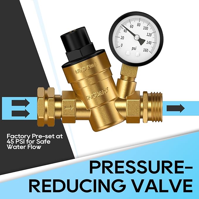 RVGUARD RV Water Pressure Regulator Kit, Inline Water Filter, Hose Splitter, Flexible Connector, Hose Quick Connect, Complete Kit for Fresh Water Hook Up