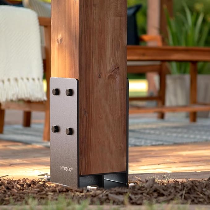 4x4 Wood Post Base (Internal Size 3.6" x3.6 ) Heavy Duty Stainless Steel Powder-Coated Post Anchor with Air Flow Channel Fence Post Anchor Base for Deck Railing, Pergolas, Fence Pillar, 2Pack