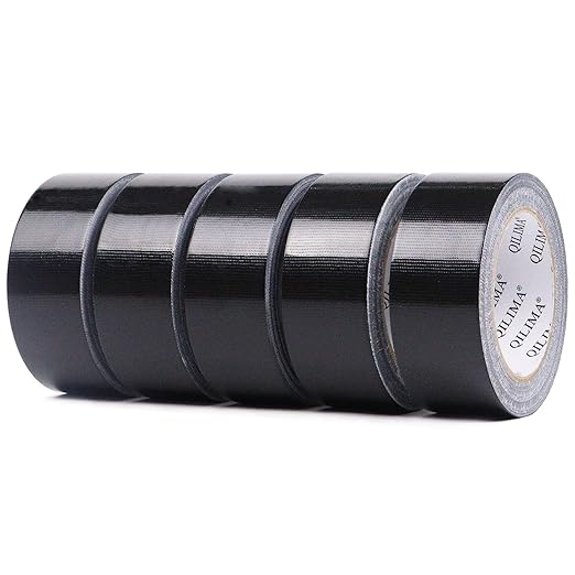 QILIMA Heavy Duty Duct Tape, Professional Grade Duct Tape for Photographers, Industrial, Professional Use, 2 Inch X 30 Yards, 5 Rolls Black
