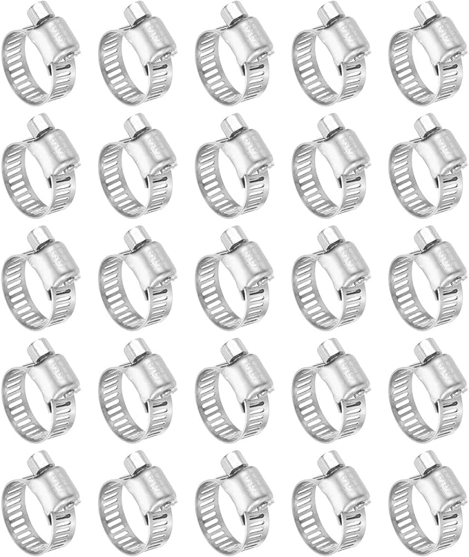HARFINGTON 25 Pcs Hose Clamp 1/2"-3/4" (13-19mm) 304 Stainless Steel Adjustable Worm Gear Hose Clamp with Phillips Screw Assortment Kit for Fuel Line Pipe Plumbing Automotive Tube