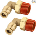1/4" Quick Push to Connect Fittings Brass 90 Degree Union Swivel Elbow Joint DOT Approved 1/4" Tube OD x 3/8" NPT Thread Air Brake Line Adapter Air Suspension Kit for Car Truck Trailers 2pcs