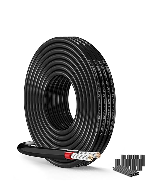 24 AWG 24/2 Gauge Electrical Wire - 26.25FT UL2464 Certified Oxygen-Free Stranded Tinned Copper Cable for Low Voltage LED Systems | 5V/12V/24V/300V DC Power Supply | Automotive Lighting