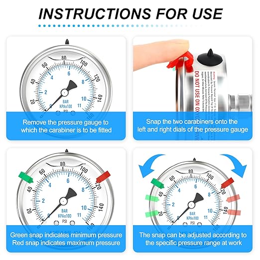 MEANLIN MEASURE 0~160Psi Stainless Steel Liquid Filled Pressure Gauge 2.5"FACE DIAL 1/4"NPT for Air Compressor RV Regulator Water Pressure Tester Back Mount with Stainless Steel Hex Bushing and Snaps
