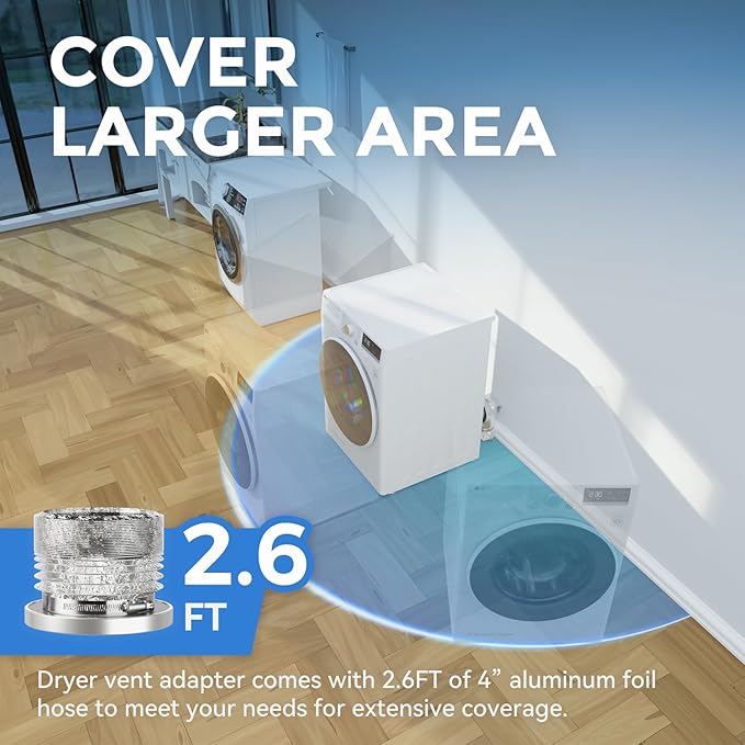 Magnetic Dryer Vent Coupling DV90 Airtight Seal Dryer Vent Connector Kit Easy to Clean Quick Connector Including a 2.6ft 4" Duct and two Clamps(Aluminum M)