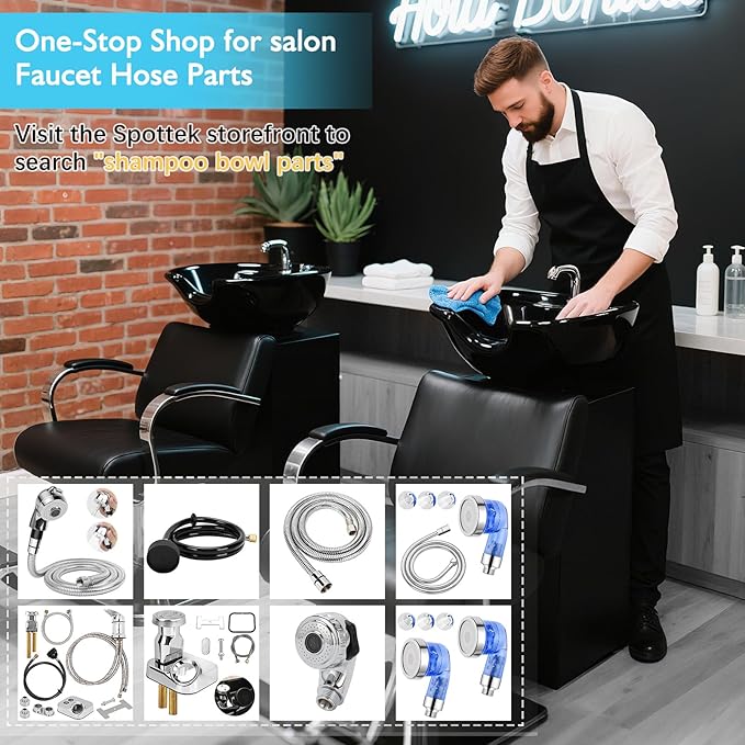 LukLoy Salon Shampoo Bowl Faucet Vacuum Breaker Kit with Shampoo Bowl Hose and Sprayer Replacement Part for Shampoo Bed,Hair Salon Sink Faucet Sprayer Hose Set