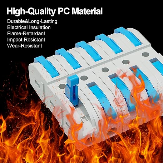 20Pcs Lever Wire Connectors, 1 Conductor Splicing Compact Splitter Docking Terminal Block Electrical Connectors for 26-12 AWG, 600V 32A (Blue)