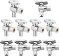 (10 Pack) Lidertik 1/2 inch Crimp PEX-B Angle Stop Valve 1/2 inch x 3/8 inch Compression for Water Toilet Bathroom Sink Brass Plated Chrome 1/4 Turn Valve LI-JF1-1807-A(10 PCS)