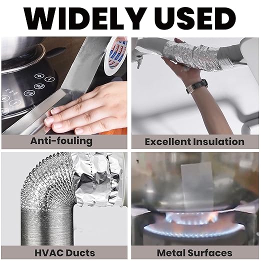 ADHES Heavy Duty Aluminum Foil Tape 3 Inch x 210 Feet(70 Yards) – Heat Resistant & Waterproof Silver Duct Tape – High-Temperature HVAC Tape for Ductwork, Sealing, Insulation, and Repairs