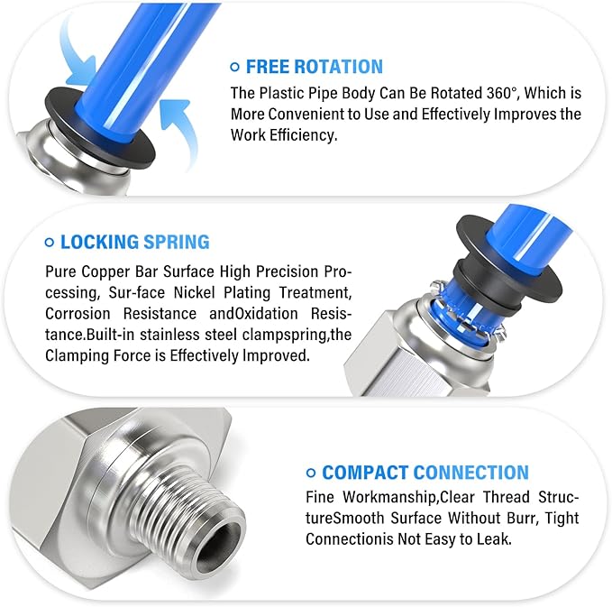 TAILONZ PNEUMATIC Male Straight 6mm Tube OD x M6 Thread Push to Connect Fittings PC6-M6 (Pack of 10)