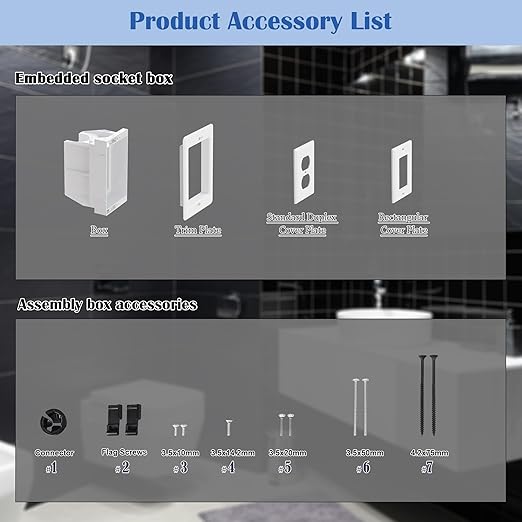Recessed Outlet/Electrical Box Single Gang, Recessed Outlet Box for Wall Mount TV, Antenna, Phone and Cable TV, Suitable for GFCI Outlet and Standard Outlet, for Old or New Construction(1 Pack)