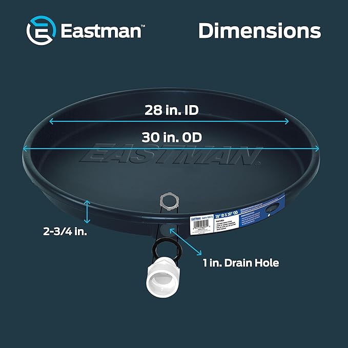 Eastman Water Heater Drain Pan with PVC Fittings, 28 Inch ID x 30 Inch OD Compression, 60078