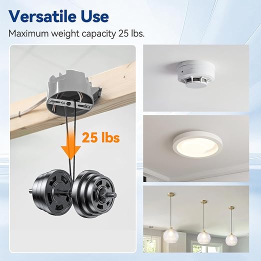 20 Cubic Inch New Work Ceiling Electrical Box, Ceiling Light Box for New Construction, PVC, UL Listed, 96 Pack