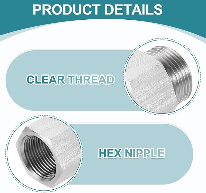 uxcell Pipe Fitting Reducing Adapter, G3/4" Male x G3/4" Female 304 Stainless Steel Reducer Connector for Water Oil Air Pressure Gauge, Silver