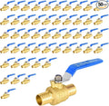 50 Pack Ball Valves, 1" Pex Crimp Shut Off Valve Blue, Brass Full Port Pex B Shut Off Ball Valve for Hot and Cold Water, NSF/ANSI 61 Certified