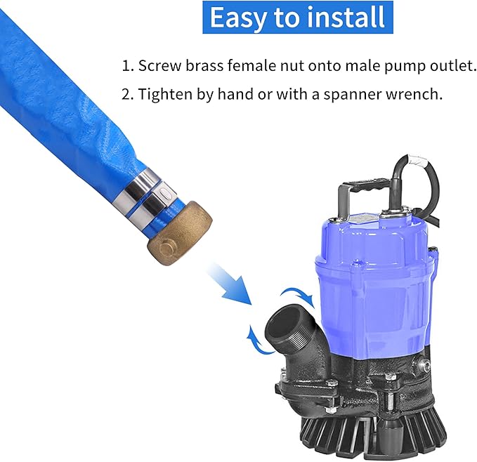 2" x 100′FT Pool Backwash Hose With Aluminum Pin Lug Fittings, Heavy Duty Reinforced PVC Lay Flat Water Pump Discharge Hose Assembly