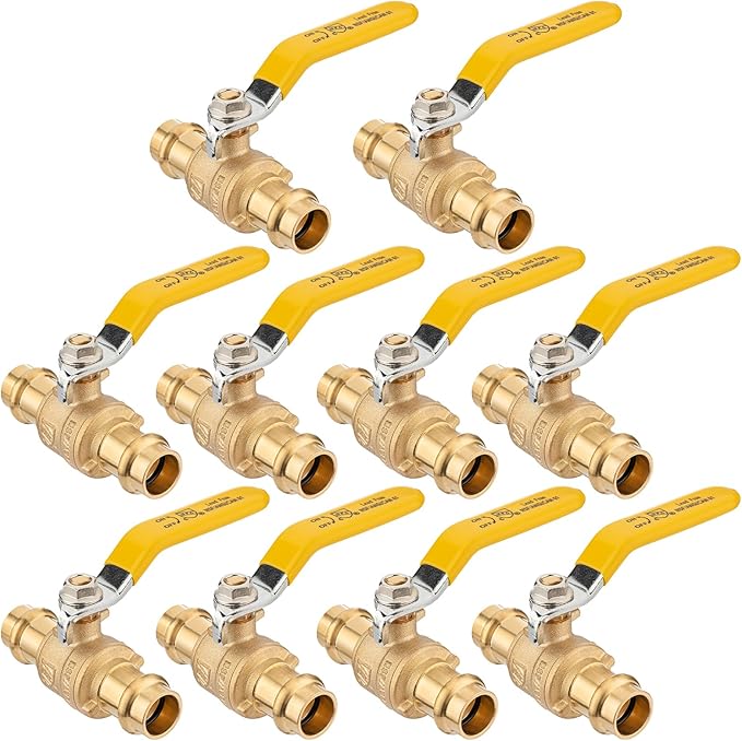 [10 Pieces] Lingmfg 1/2" Press Ball Valve Propress Shut Off Valve For 1/2" Copper/Brass Tubing LING-BV1-1/2PS-10