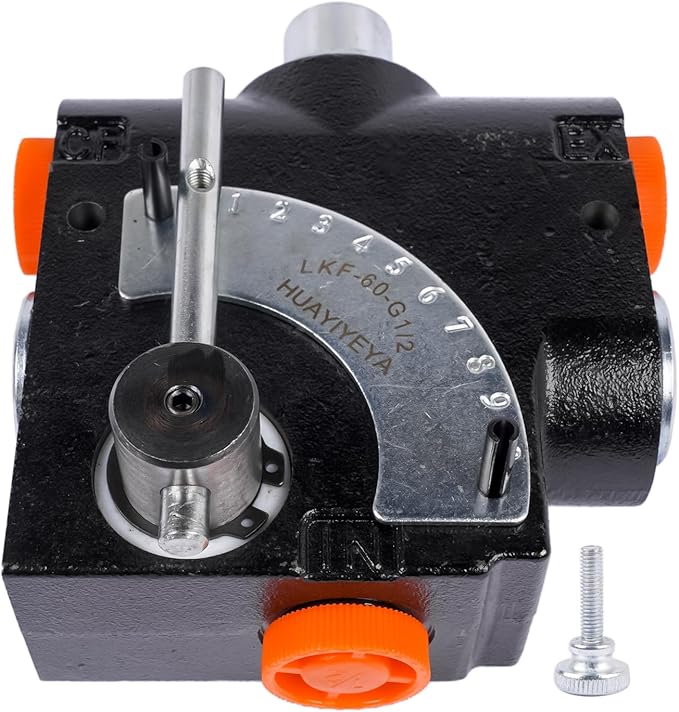 Hydraulic Adjustable Variable Flow Control Valve with Relief, 1/2'' NPT, 500 PSI-3000 PSI, 30GPM, Adjustable Ball Spring Relief Port, FCR51-1/2 PFC51-1/2