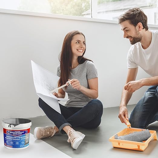 Polyurethane Waterproof Coating, 51 Fl 0z., Light Grey, Polyurethane Sealant for Multi-Surface Leak Repair Roofs, Gutters, Basements, Indoor and Outdoor Waterproofing Sealant Coating