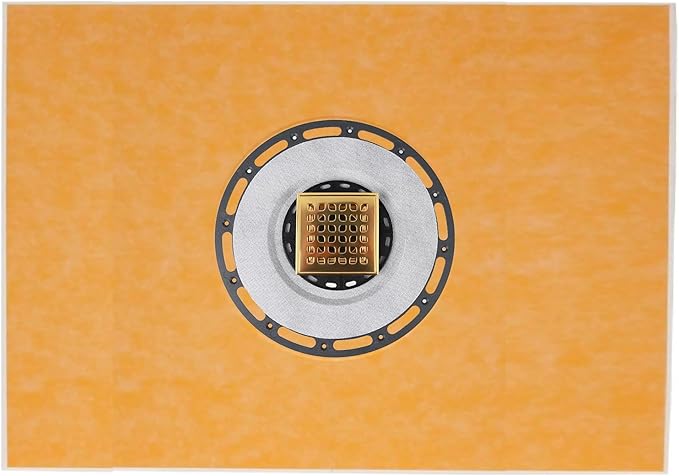 Square Shower Drain, 4-Inch Polished Gold Kit with Bonding Flange, Removable Stainless Steel Grate, Drain Key & Hair Strainer, Fits 2" & 3" Pipes for Tiled Floors