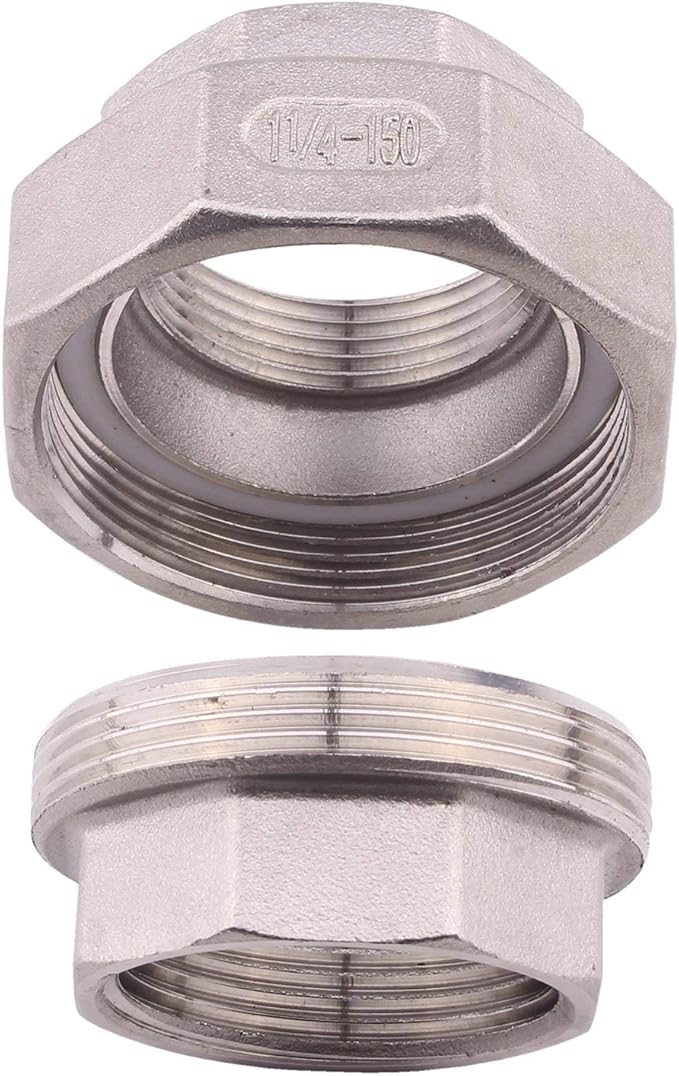 Cast Pipe Fittings Union - 1 1/4" NPT Female Fitting Stainless Steel 304, Class 150