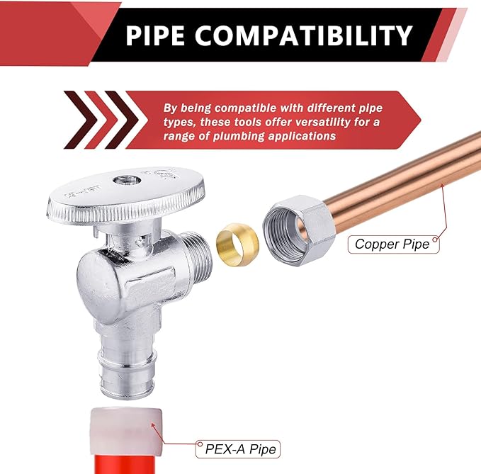 4-Pack EFIELD Pex-a 1/4 Turn Angle Stop Valve 3/8" OD Compression x 1/2" Expansion (F1960) Chrome Plated Brass,(VALVE094-4PCS)