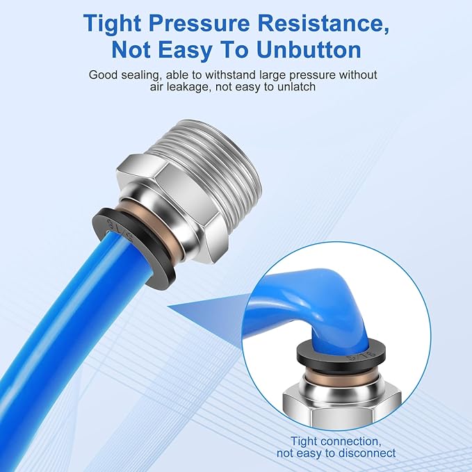 12 Pcs Push to Connect Fittings 5/16 Inch Tube OD x 3/8 Inch NPT Thread Pneumatic Male Straight and Elbow Quick Connect Air line fittings