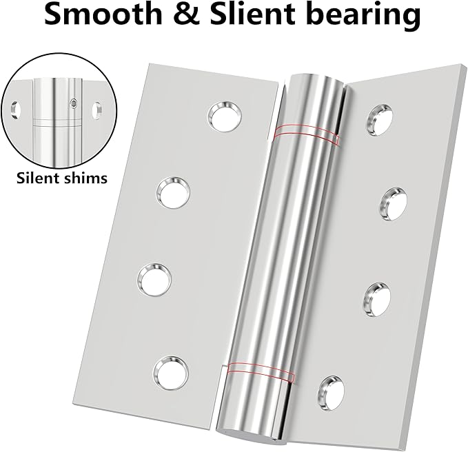 Hinges Self Closing Door Hinges 4 Inch 304 Stainless Steel Hinges Spring Loaded Hinges with Adjustable Tension Square Corners Heavy Duty Hinges 2 Pack