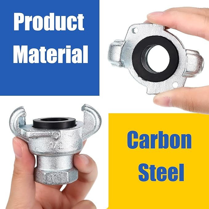 Therwen 4 Sets 1/2 inch Chicago Air Fittings NPT Iron Air Hose Fitting 2 Lug Universal Coupling for Female and Male End(Female End)