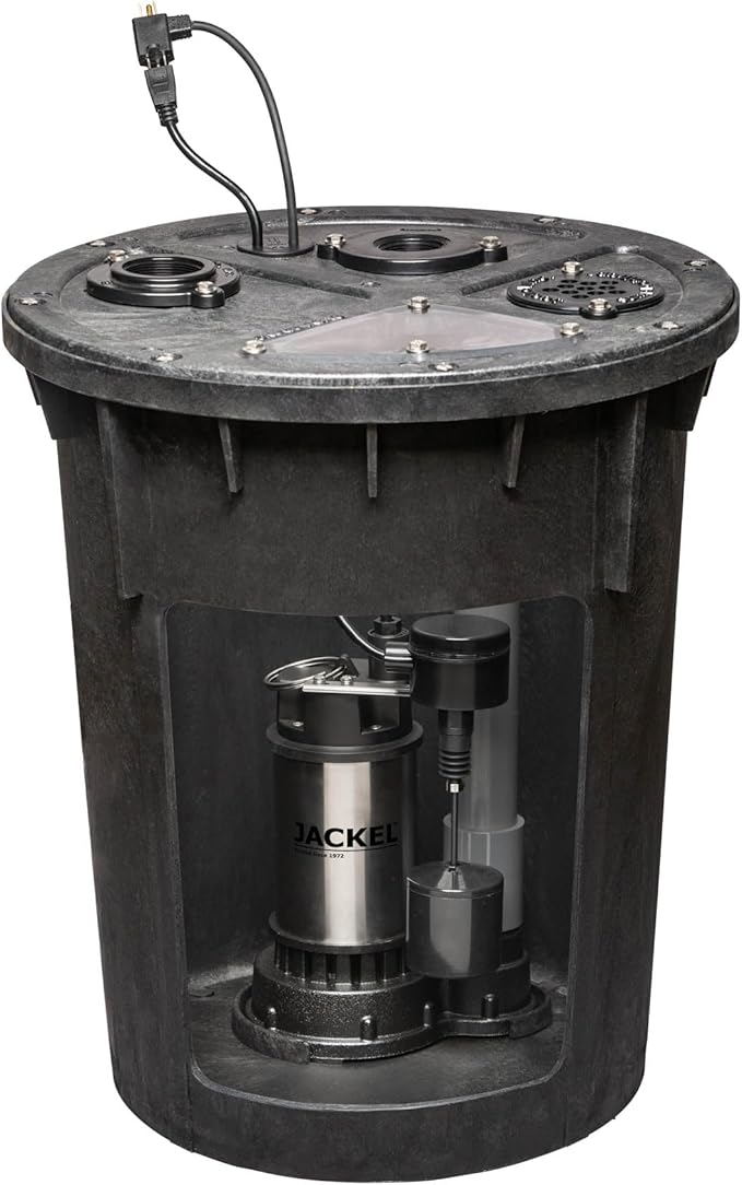 JACKEL 1/2 HP Pre-Plumbed Sump Pump System (Model: JPACK22S-250V)
