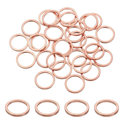 uxcell 75Pcs M16 Flat Washer Copper Washer Sealing Rings, 16mm ID 20mm OD 2mm Thickness Copper Crush Washers Metric Sealing Gasket for Plumbing Machinery Automotive