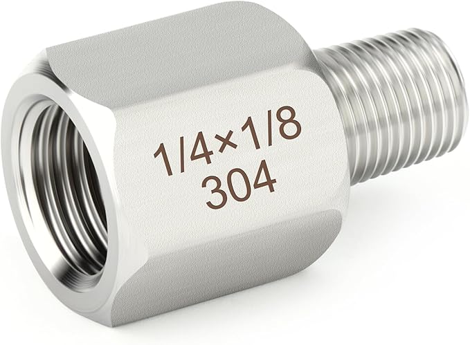 TAISHER 10PCS 304 Stainless Steel Pipe Fitting, New Reducer Adapter, 1/8" NPT Male x 1/4" NPT Female, Reducing Pipe Adapter Fitting