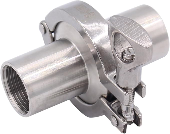 DERNORD 2 Pcs Sanitary Female Threaded Ferrule Pipe Fittings + SUS304 Tri-clamp (Tri-clover Clamp) + Silicone Gasket (Female Threaded Pipe Size:3/4 Inch DN20)