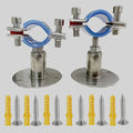 2PCS Wall Mount Ceiling Mount Pipe 304 Stainless Steel Pipe Supports Pipe Standoff Adjustable Height 30-60mm（1.18"-2.36"） for OD Pipe 32-34mm(1.26-1.34in)