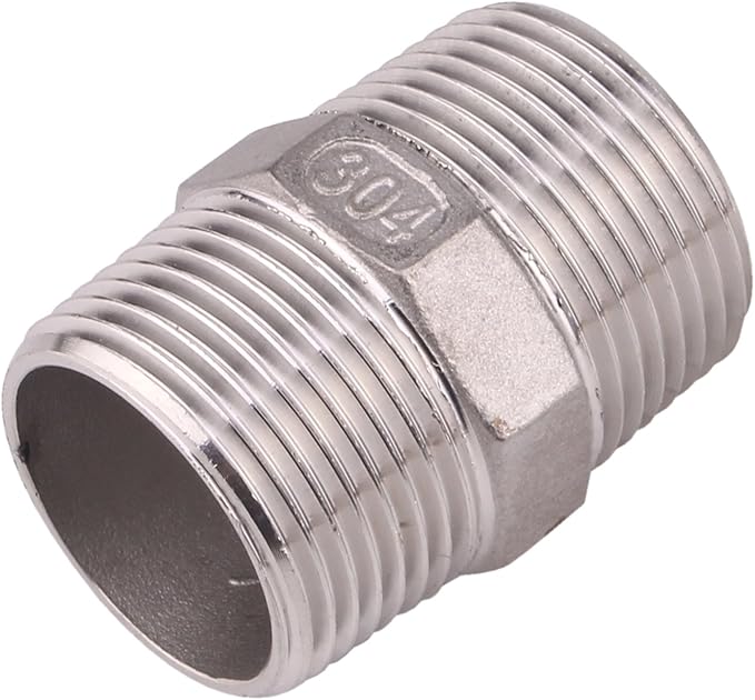 Hex Nipple 1 Inch Male NPT - DERPIPE Stainless Steel 304 Threaded Pipe Fitting for Brew Kit, Home Piping Application