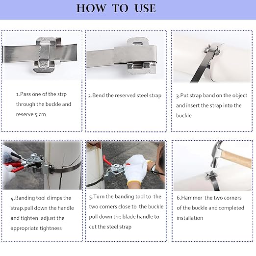 Metal Banding Strapping Kit with Band Ratchet Tensioner,Steel Pallet Packaging Tool with 100 pcs Steel Buckle 3/4" x 100 Feet Banding Coil Heavy Duty Belt Sealer
