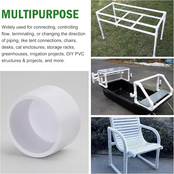 SCH40 PVC Cap 1 Inch - Fit Standard 1" SCH40 PVC Pipes (OD Approx. 1.315"), Zernmiarder Furniture Grade Pipe Caps, White Pipe Cover Fittings for Plumbing, DIY, Garden & Furniture - 4 Pcs