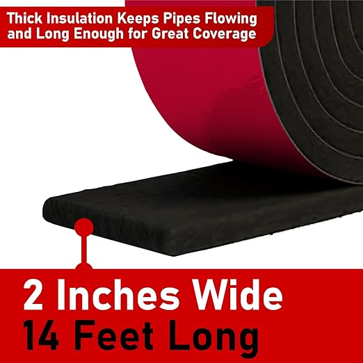 Redford Supply Co. 4 Pack - 2 inch x 14 ft, Pipe Insulation, Outdoor Pipe Insulation Wrap for Winter Freeze Protection, Water Line Freeze Protection Foam, Insulated Wrap for Copper Pipes, PVC, AC Line