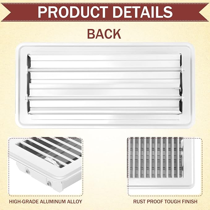 12 Pcs 4 x 10'' Floor Vent Covers Heavy Duty Floor Register Metal Heat Vent Covers with Rust Proof Finish for Home Heater(White,12 Pcs)