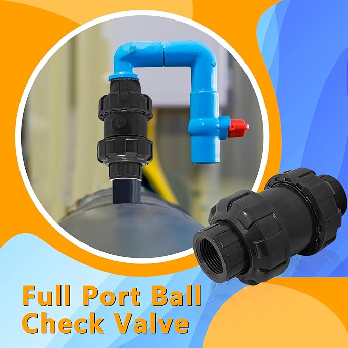3/4in NPT PVC Spring Check Valve, UPVC Swing Utility Water One Way Check Valve, Sch80 Pool Ball Check Valve for Backflow Prevention