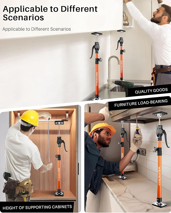 HOLOTHURIAN Cabinet Jack Support Pole,23.6-45.3 inches Third Hand Tools Adjustable Support Pole, 3rd Hand Support System for Upper Cabinet Installation, 200 LB Capacity, 2-Pack