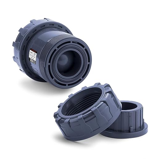 HYDROSEAL Sharkfellow 1 1/4’’ PVC True Union Ball Check Valve with Full Port, ASTM F1970, with EPDM Seals, Corrosion-Free, Service Free, Rated at 200 PSI @73F, Gray, 1 1/4 inch Socket (1 1/4'')