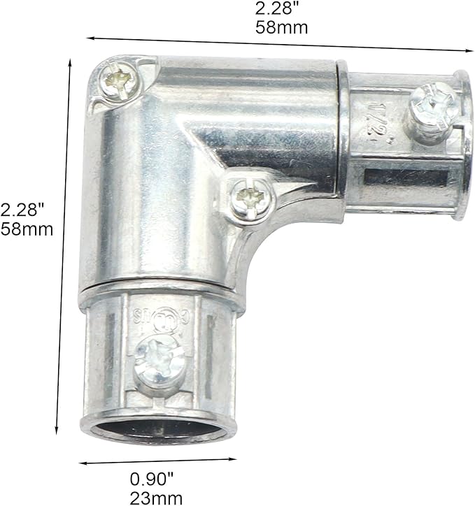 Xadnitu 10 Pieces 1/2" EMT to EMT 90 Degree Connector, Inside Corner Pulling Elbows, Metallic Die-Cast Capped Coupling Conduit Fitting for Factory, Garden Pipes