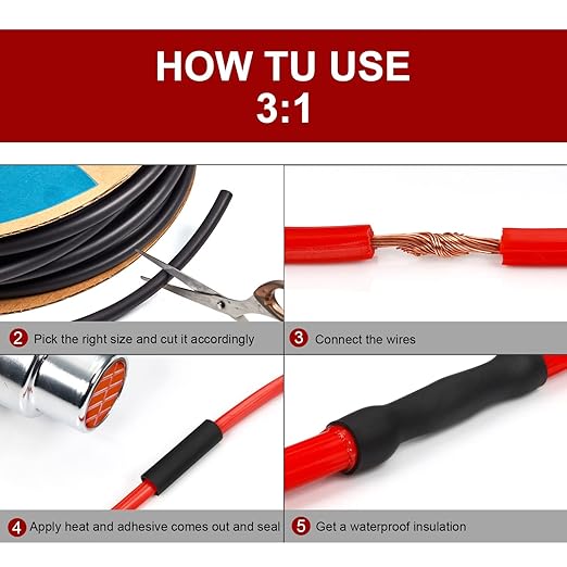 Chanzon 4:1 Ratio 2" (52mm) Heat Shrink Tubing - Marine Grade Waterproof Adhesive Lined - 80Ft Roll (25M Total Length) Black Polyolefin Sleeving Wrap Shrinking 4 to 1 Ratio 1pcs